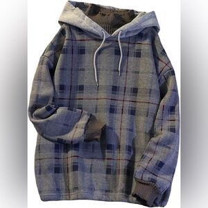 Skateboard Frog Women Plaid Hoodie Fake 2 Piece Fleece TurtleNeck Korean Medium